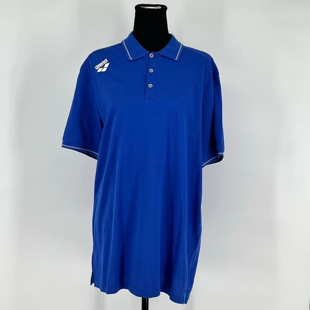NWT ARENA Mens Polo Shirt XL Royal Blue Short Sleeve Athletic Cotton Logo Casual